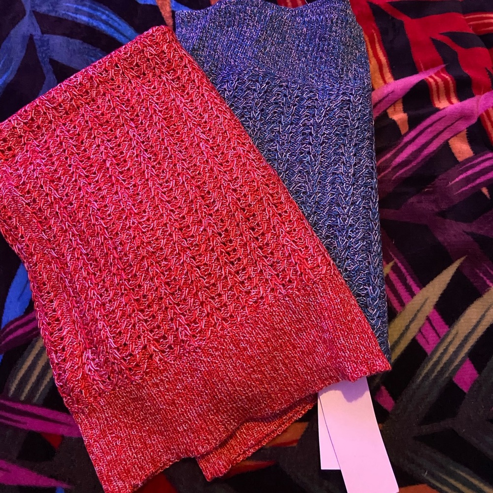 Red and Blue Yarn Tank Tops